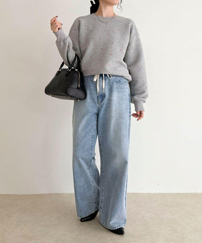 【人氣復刻】愛心刺繡修身衛衣套頭衫