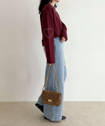 愛心縫線針織套頭衫