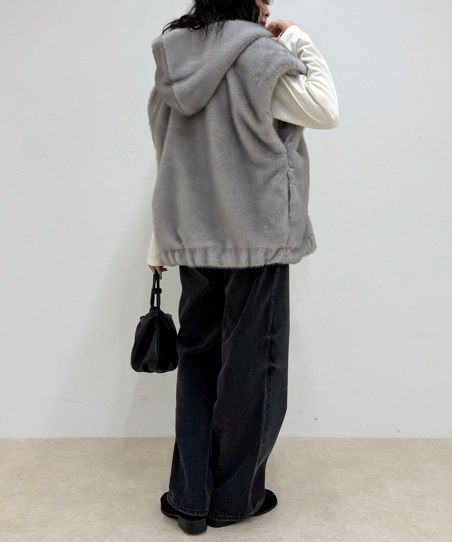 仿皮草連帽馬甲