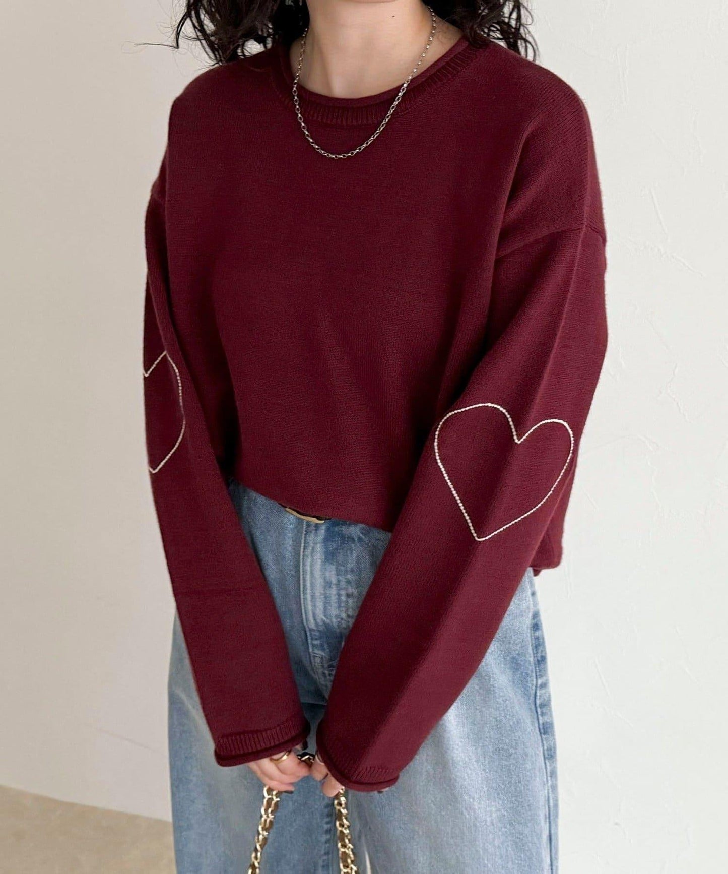 愛心縫線針織套頭衫