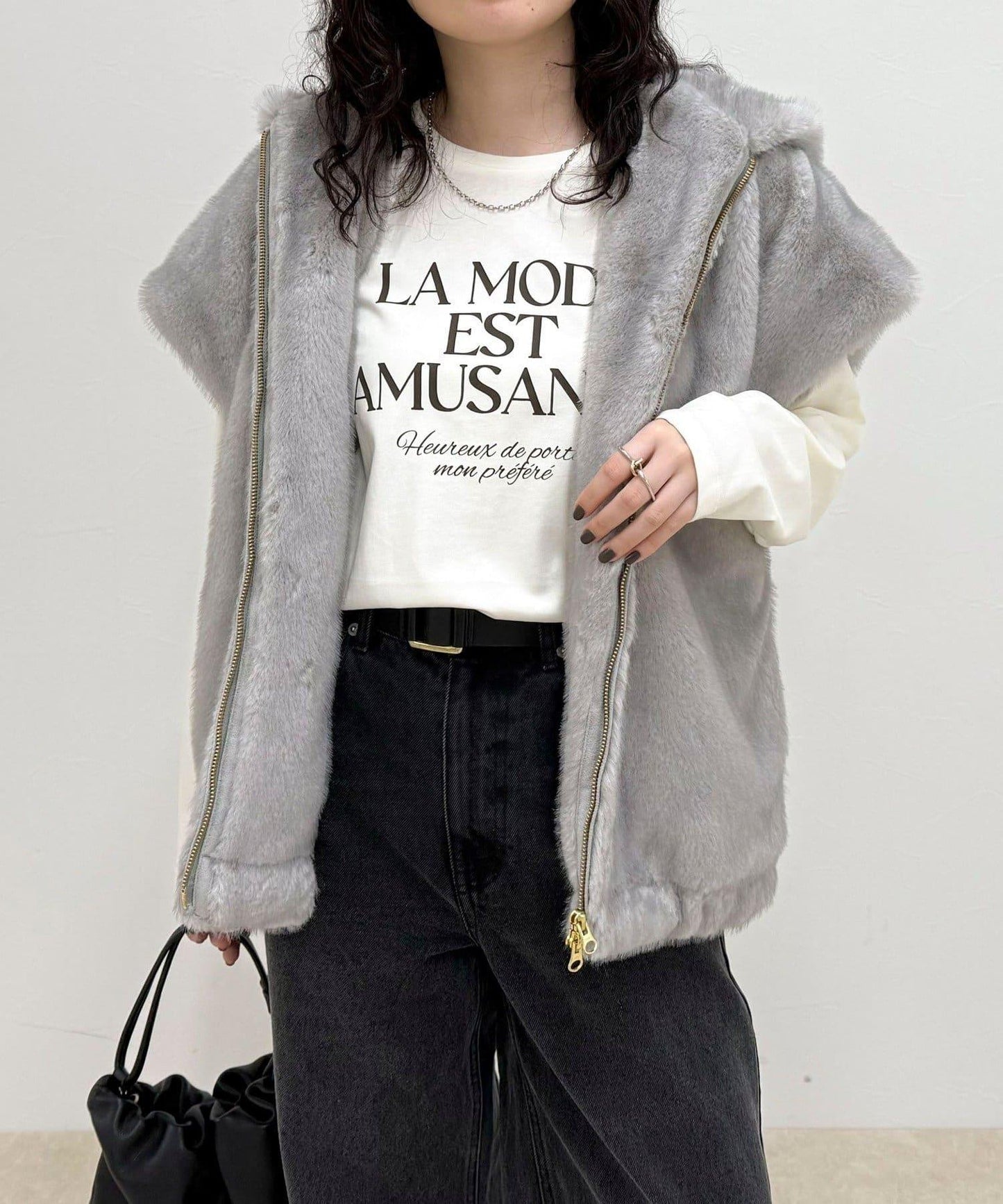 仿皮草連帽馬甲