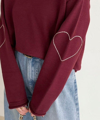 愛心縫線針織套頭衫