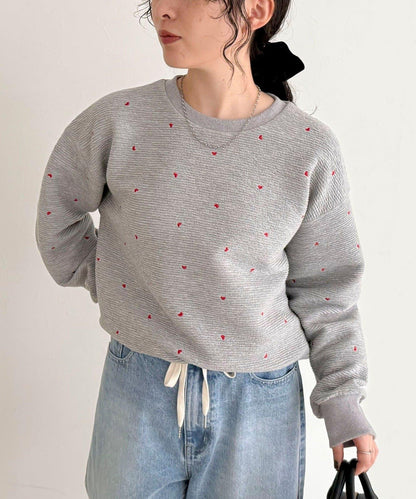 【人氣復刻】愛心刺繡修身衛衣套頭衫