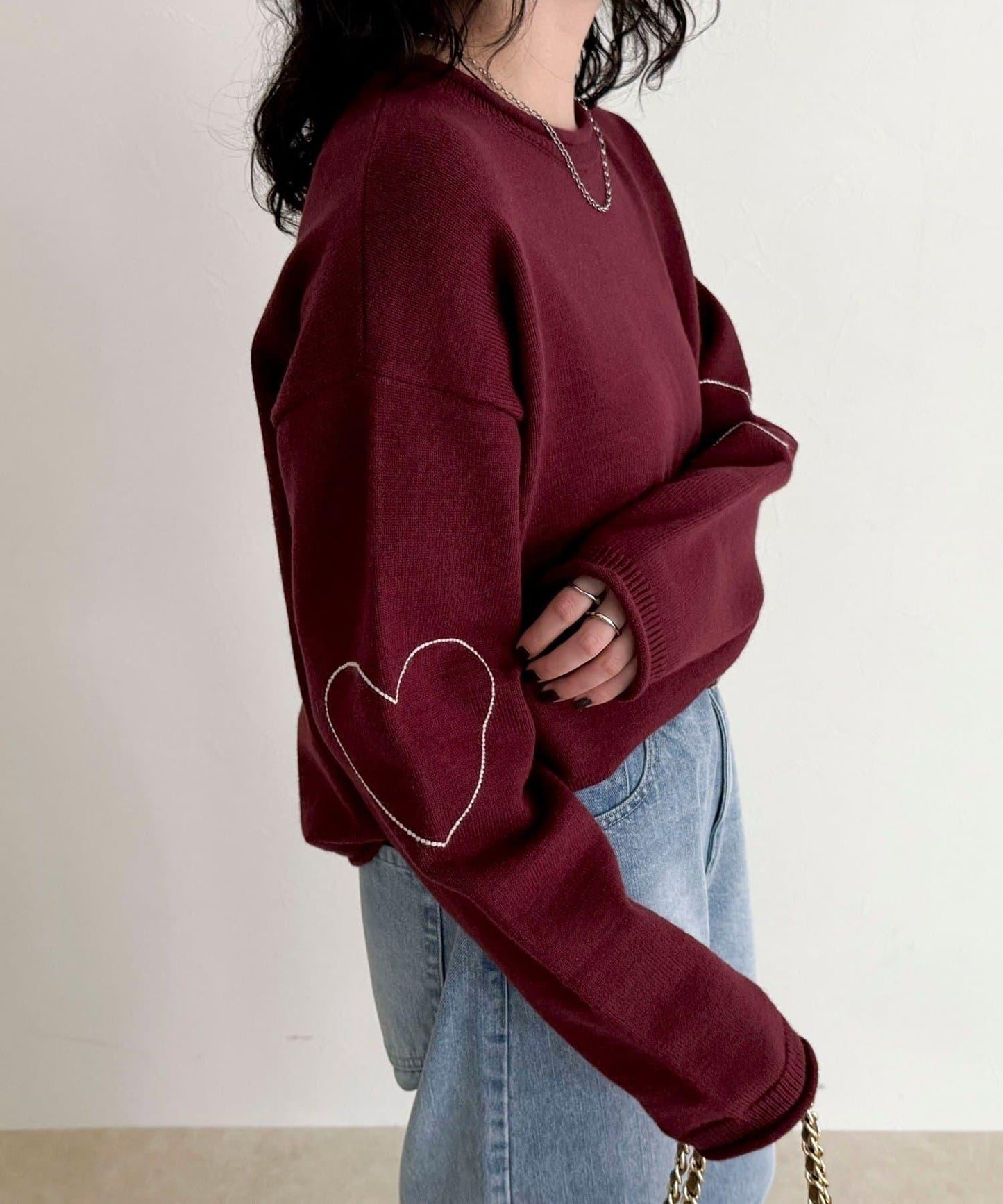 愛心縫線針織套頭衫