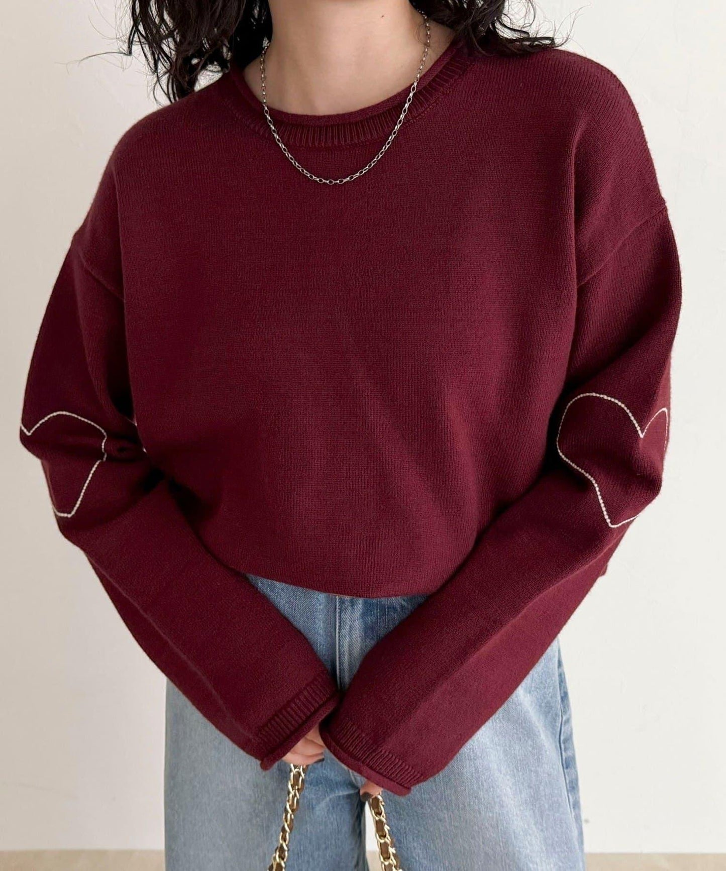 愛心縫線針織套頭衫