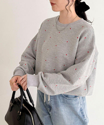 【人氣復刻】愛心刺繡修身衛衣套頭衫