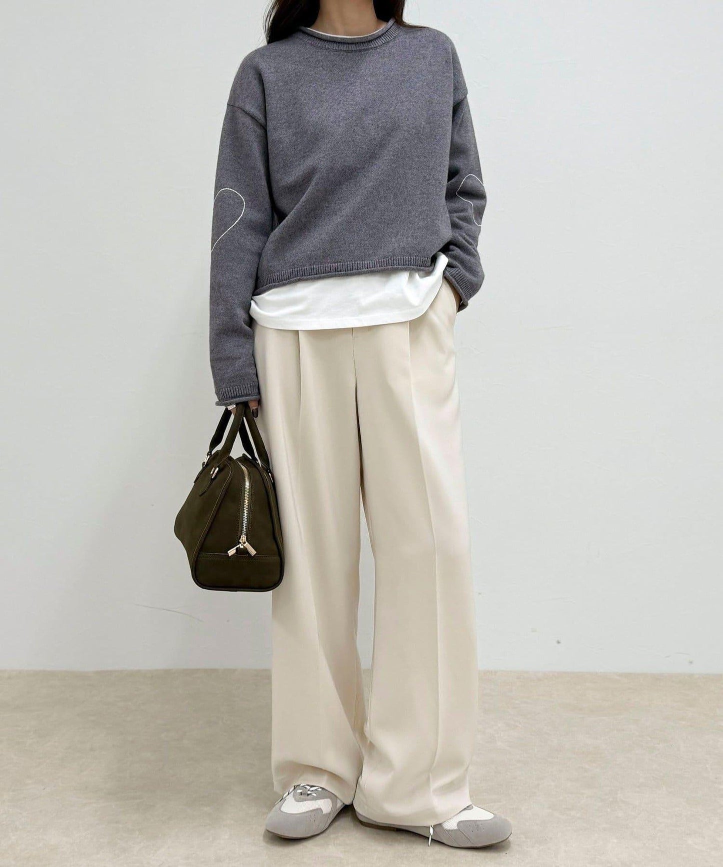 愛心縫線針織套頭衫