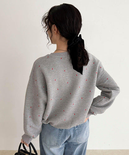 【人氣復刻】愛心刺繡修身衛衣套頭衫