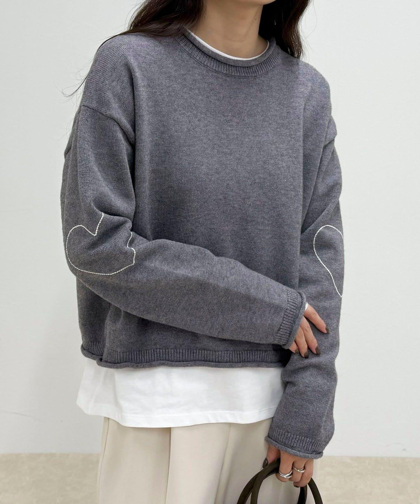 愛心縫線針織套頭衫