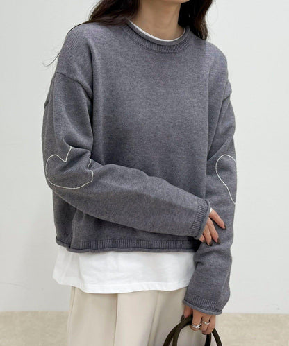 愛心縫線針織套頭衫