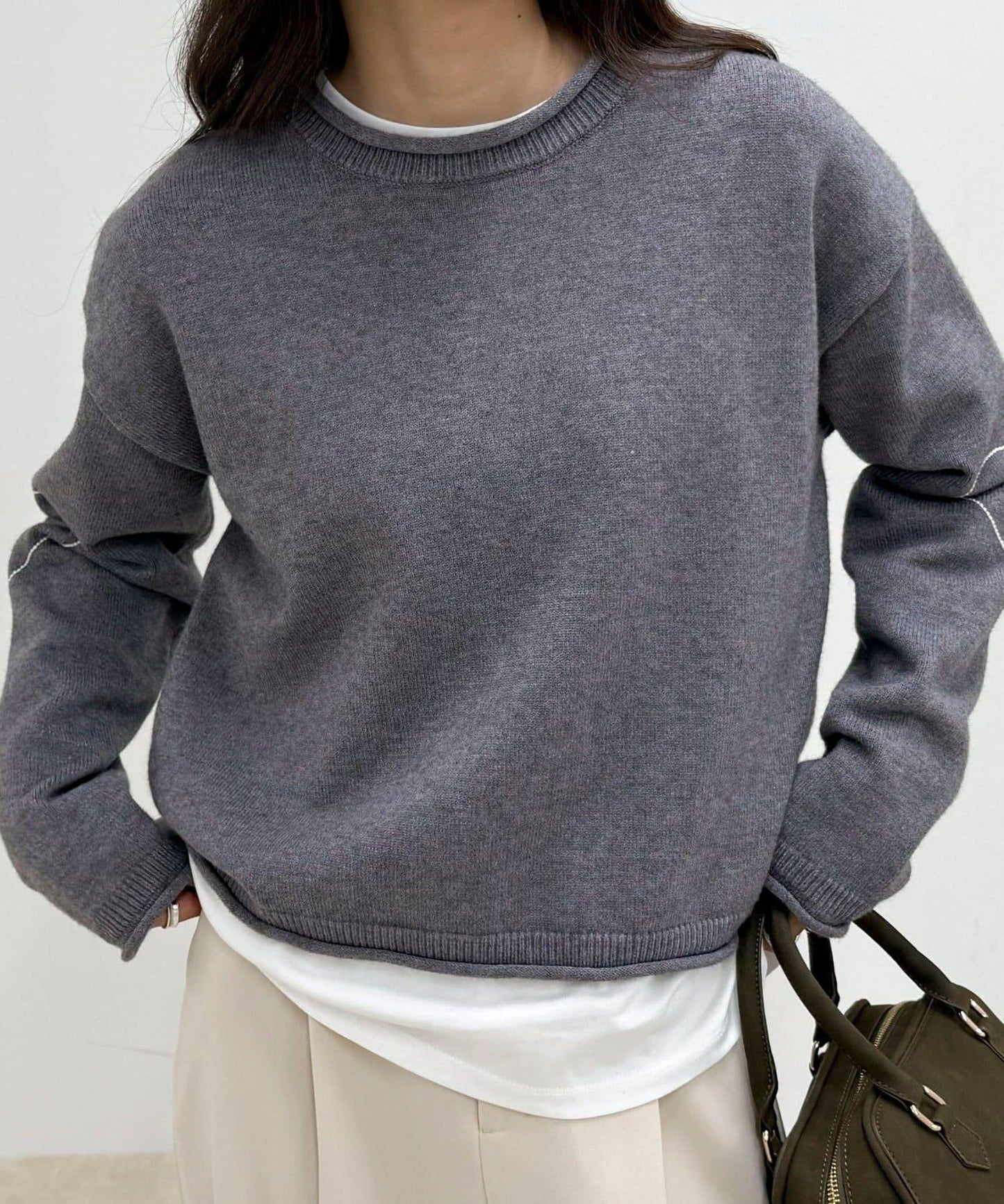 愛心縫線針織套頭衫