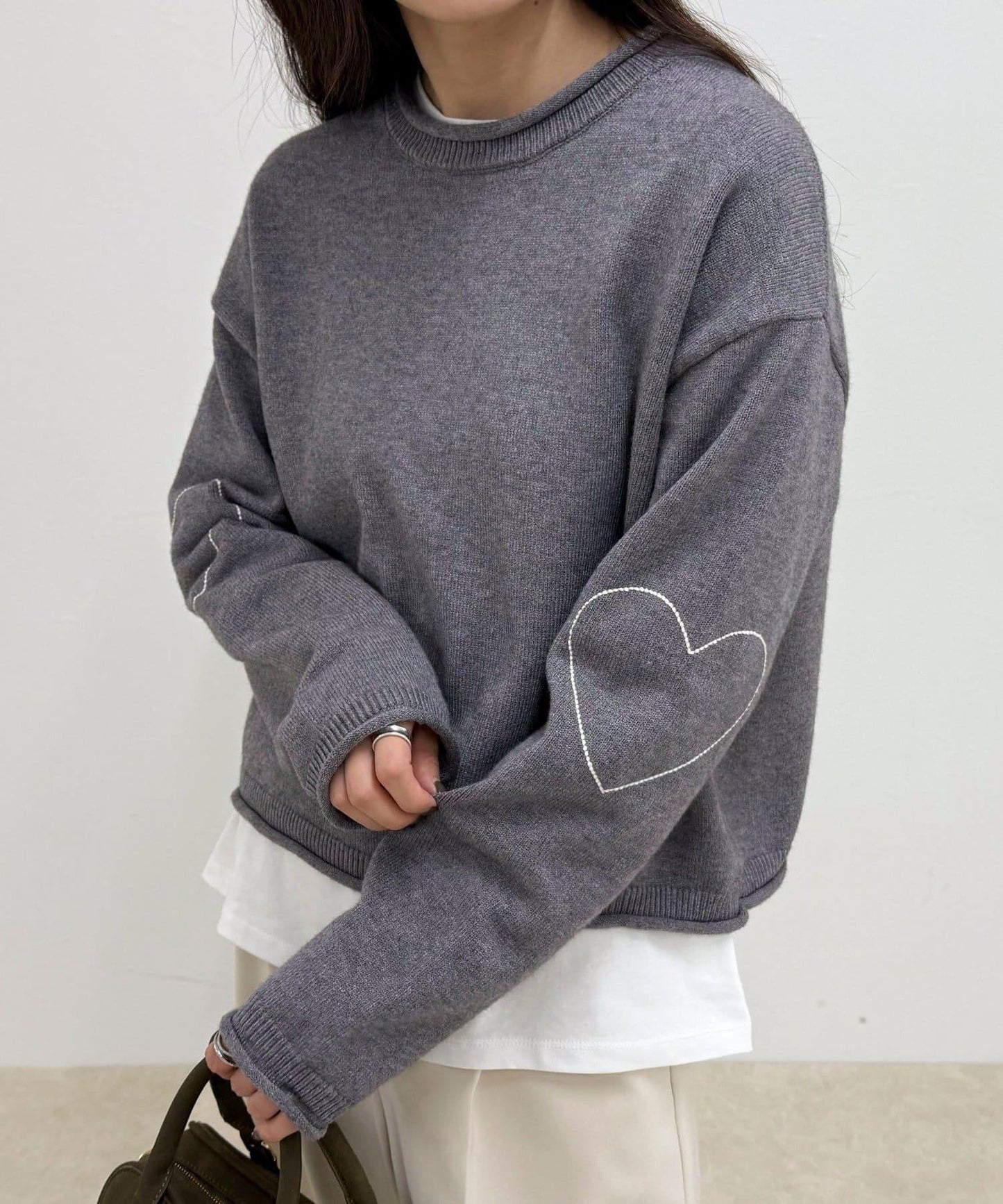 愛心縫線針織套頭衫