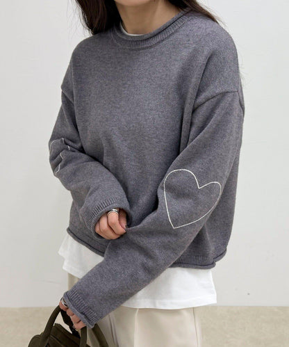 愛心縫線針織套頭衫