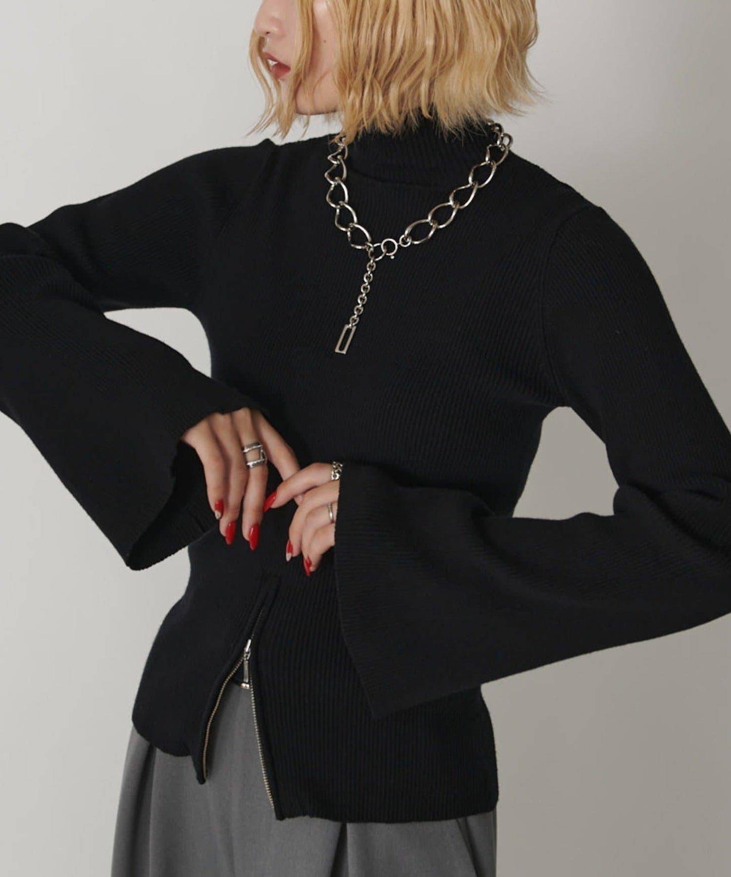 2WAY喇叭袖針織衫