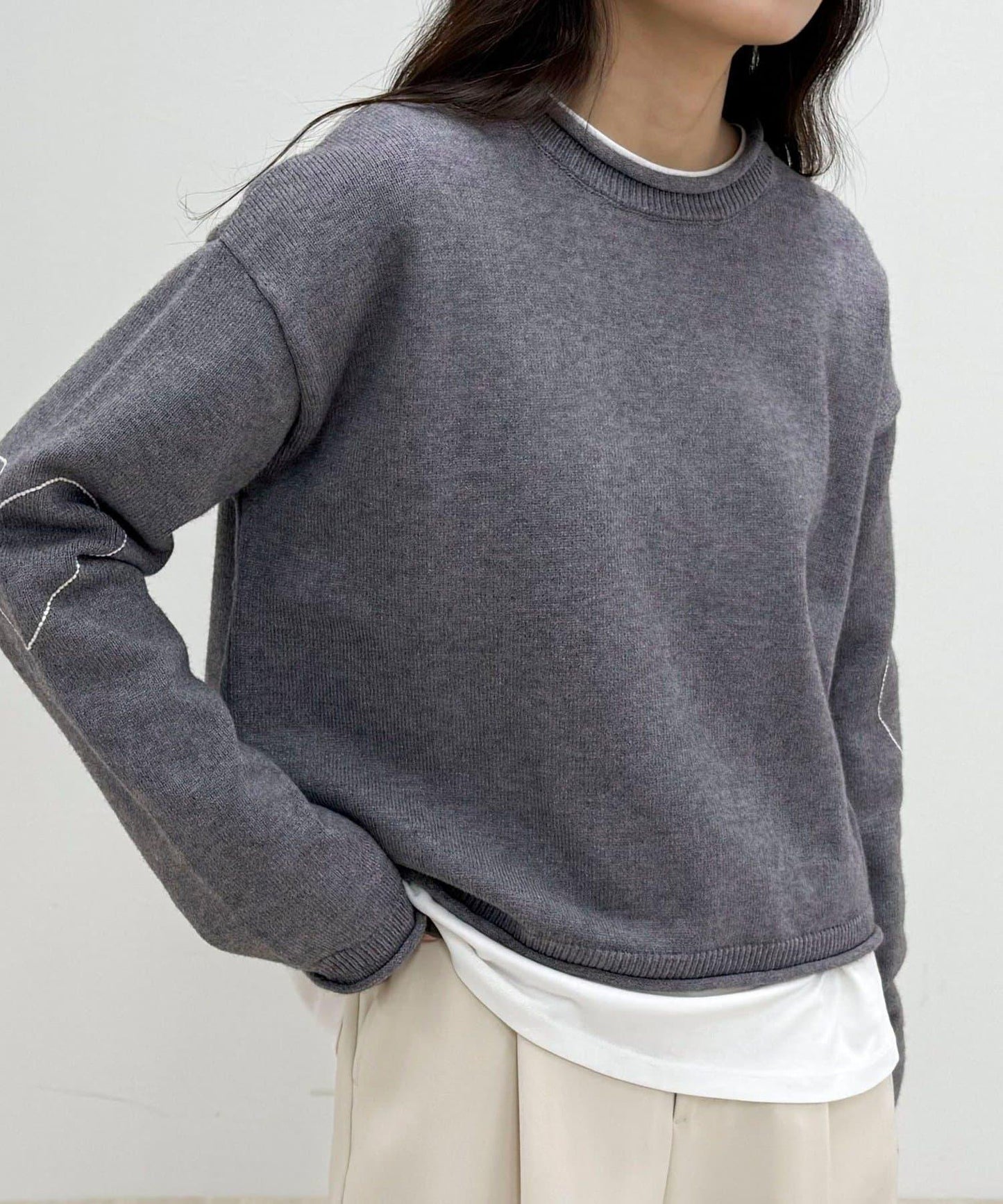 愛心縫線針織套頭衫