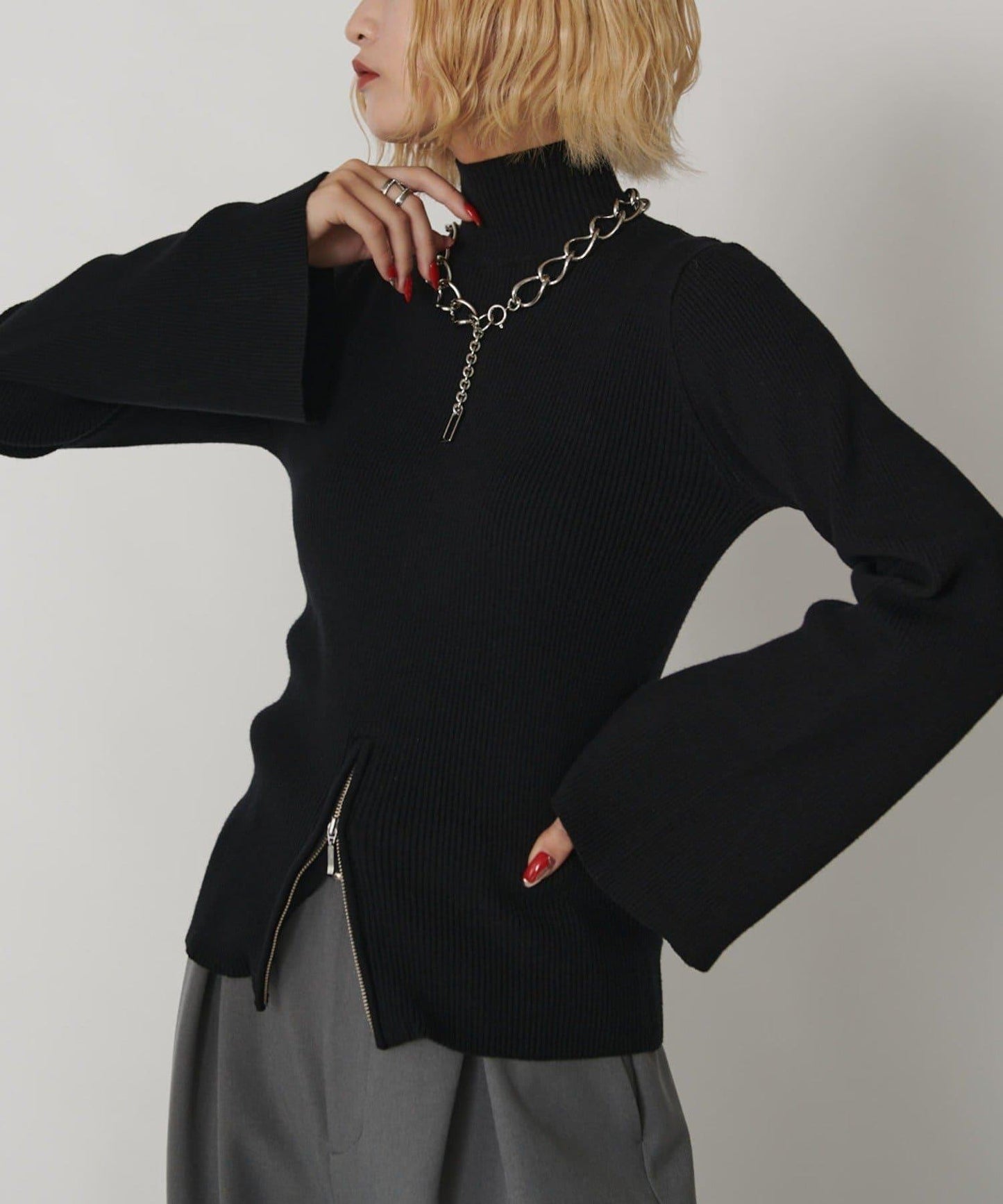 2WAY喇叭袖針織衫