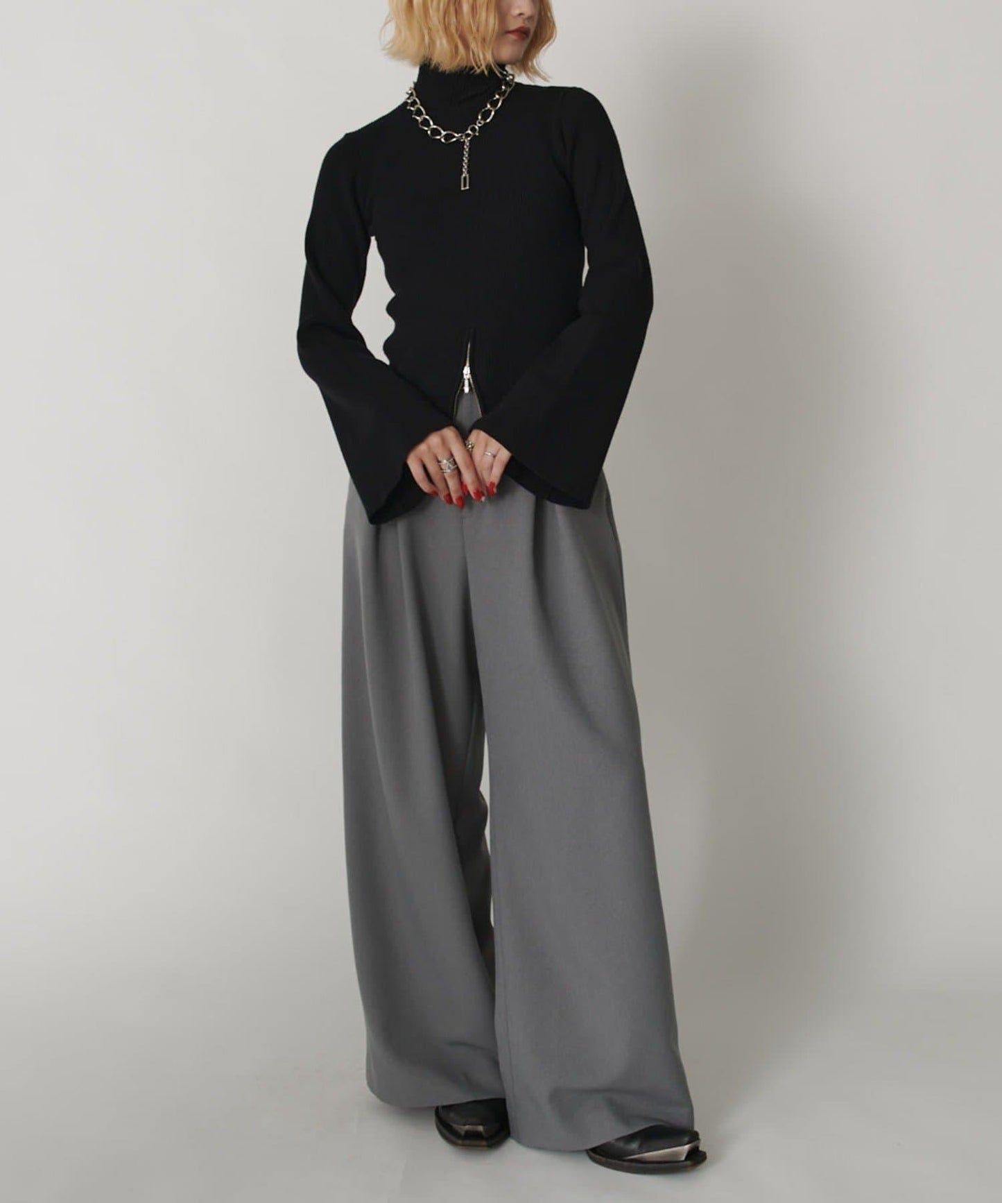 2WAY喇叭袖針織衫