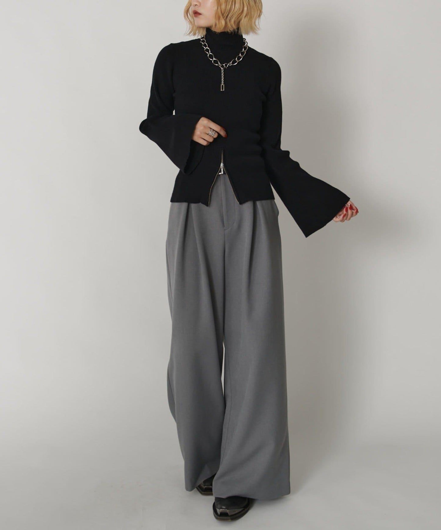 2WAY喇叭袖針織衫