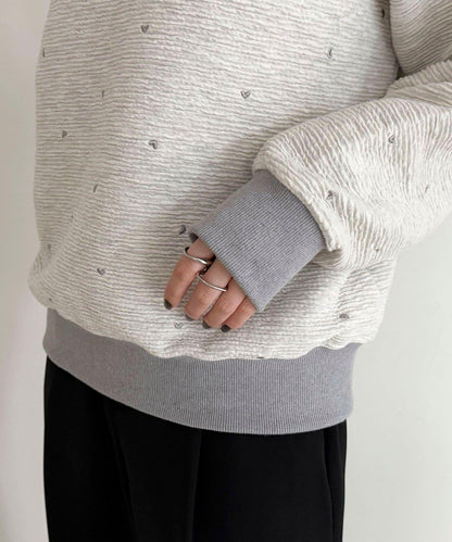 【人氣復刻】愛心刺繡修身衛衣套頭衫