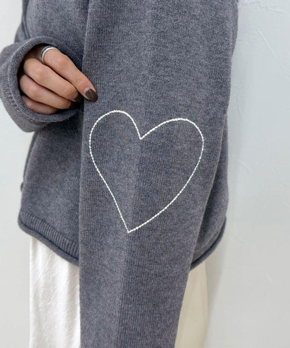 愛心縫線針織套頭衫