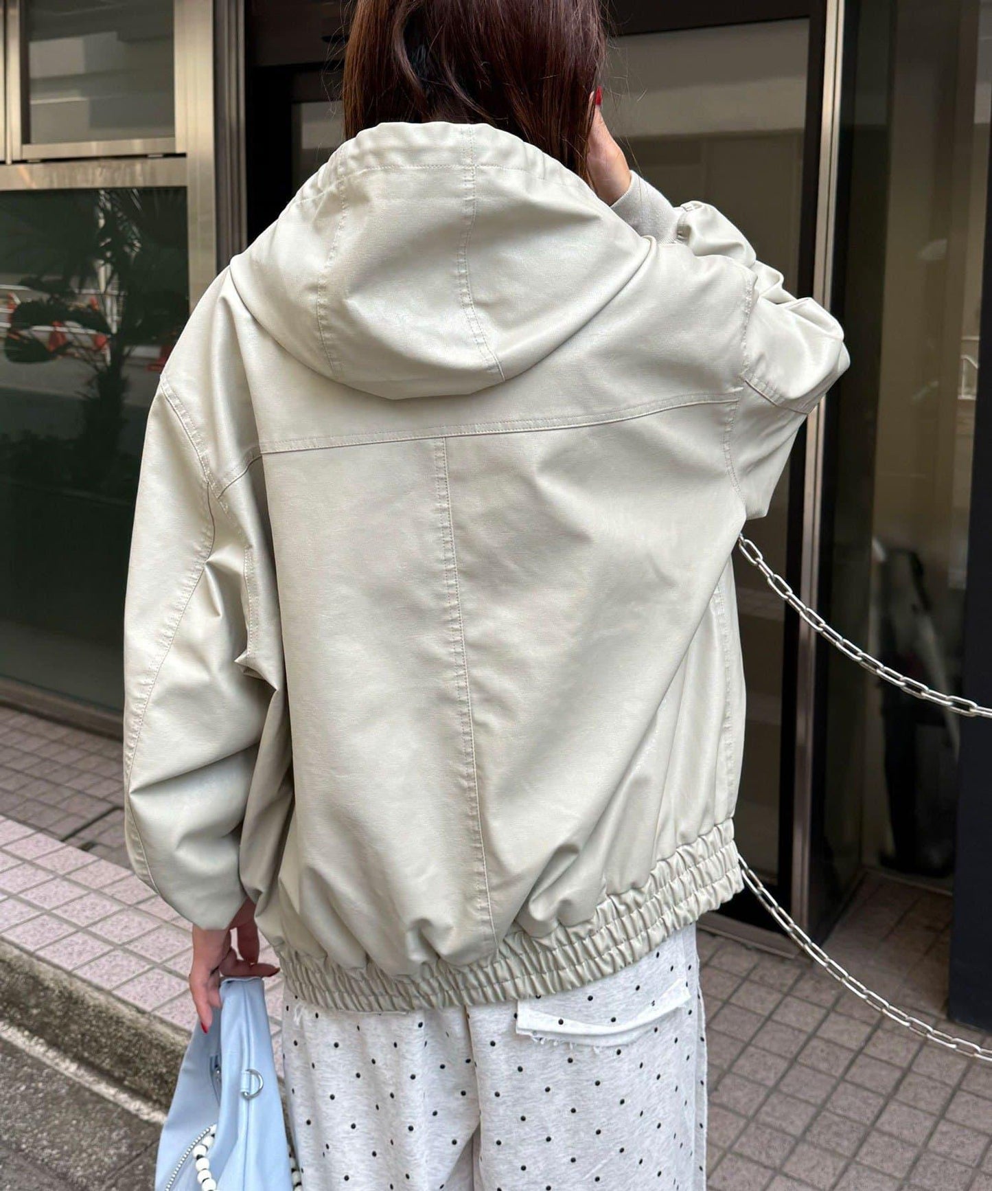 活力風格仿皮連帽外套