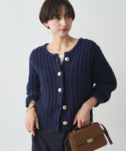 金色紐釦針織開衫