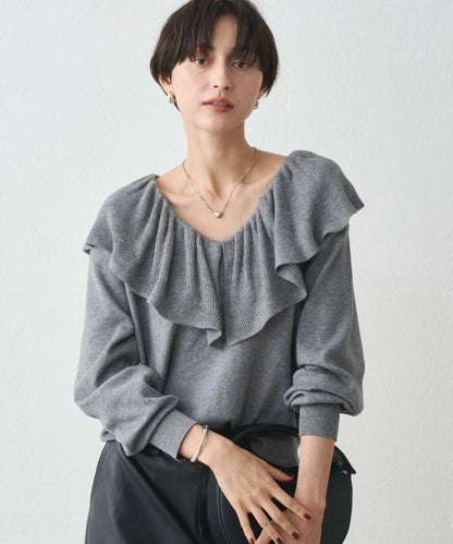 荷葉邊領針織衫