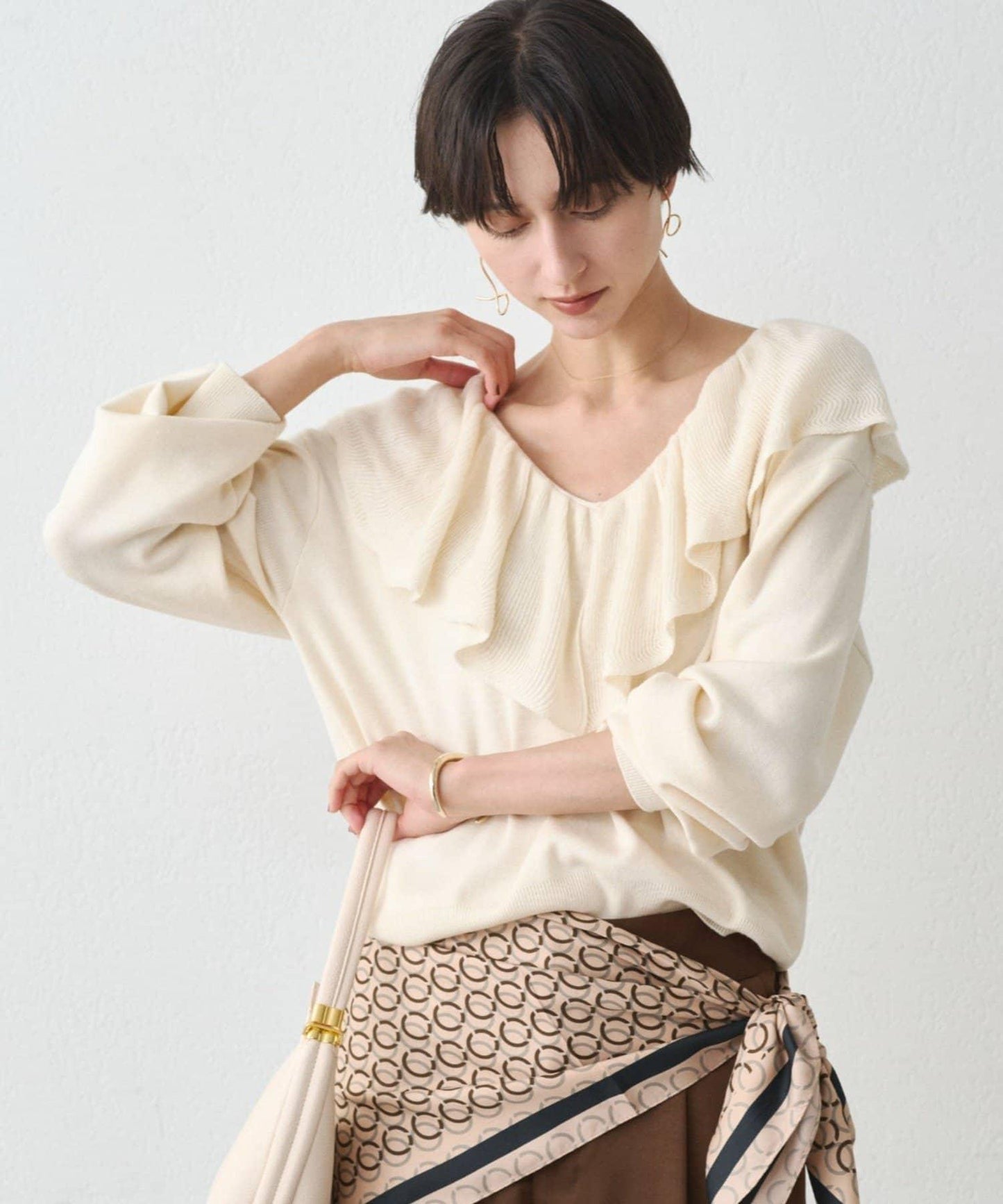 荷葉邊領針織衫