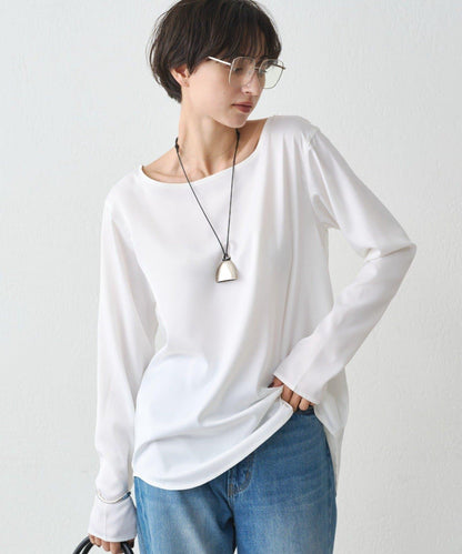 緞面長袖T恤襯衫