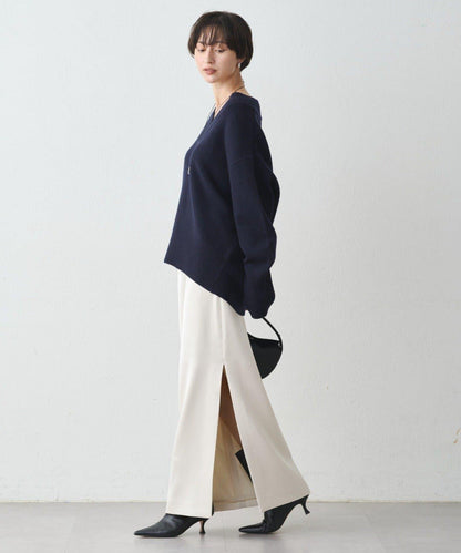 開衩緞面修身半身裙