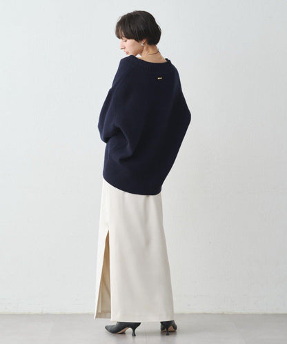 開衩緞面修身半身裙