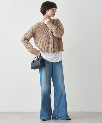 金色紐釦針織開衫