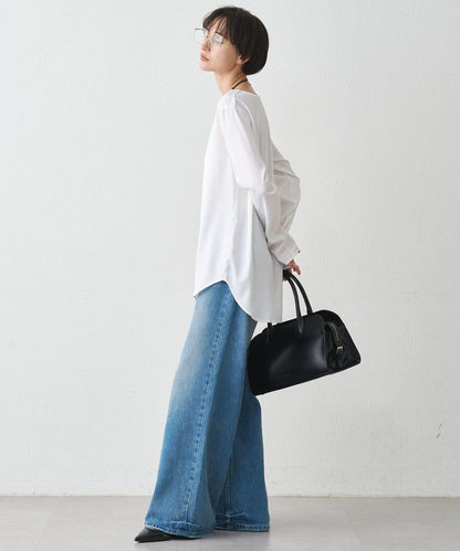 緞面長袖T恤襯衫