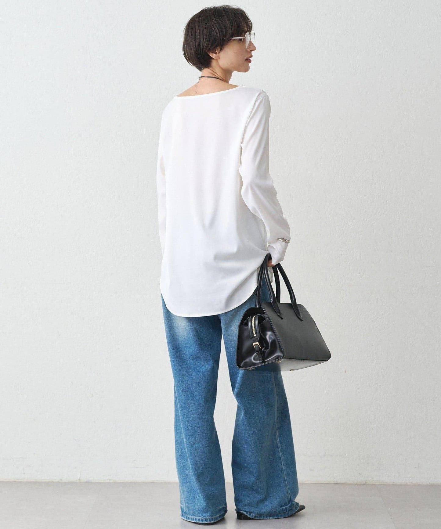 緞面長袖T恤襯衫