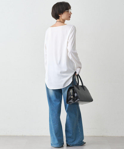 緞面長袖T恤襯衫