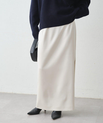 開衩緞面修身半身裙