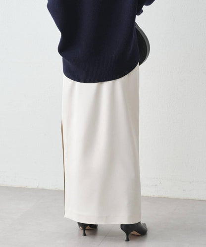 開衩緞面修身半身裙