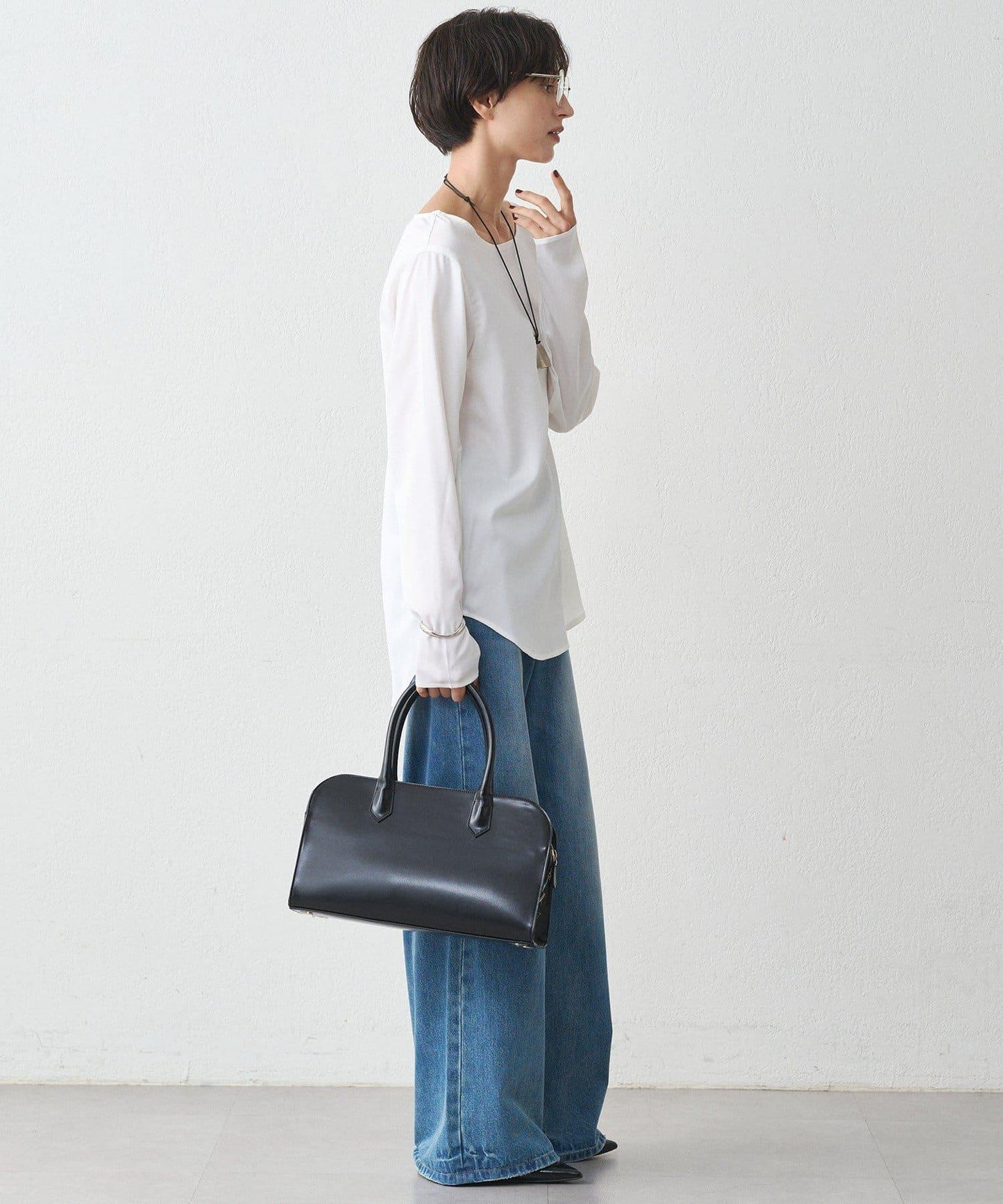 緞面長袖T恤襯衫