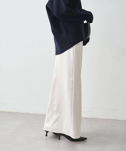 開衩緞面修身半身裙