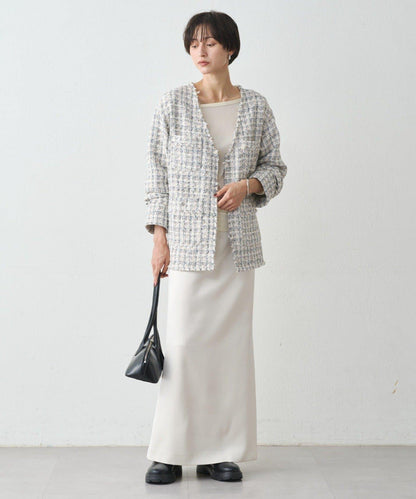 開衩緞面修身半身裙