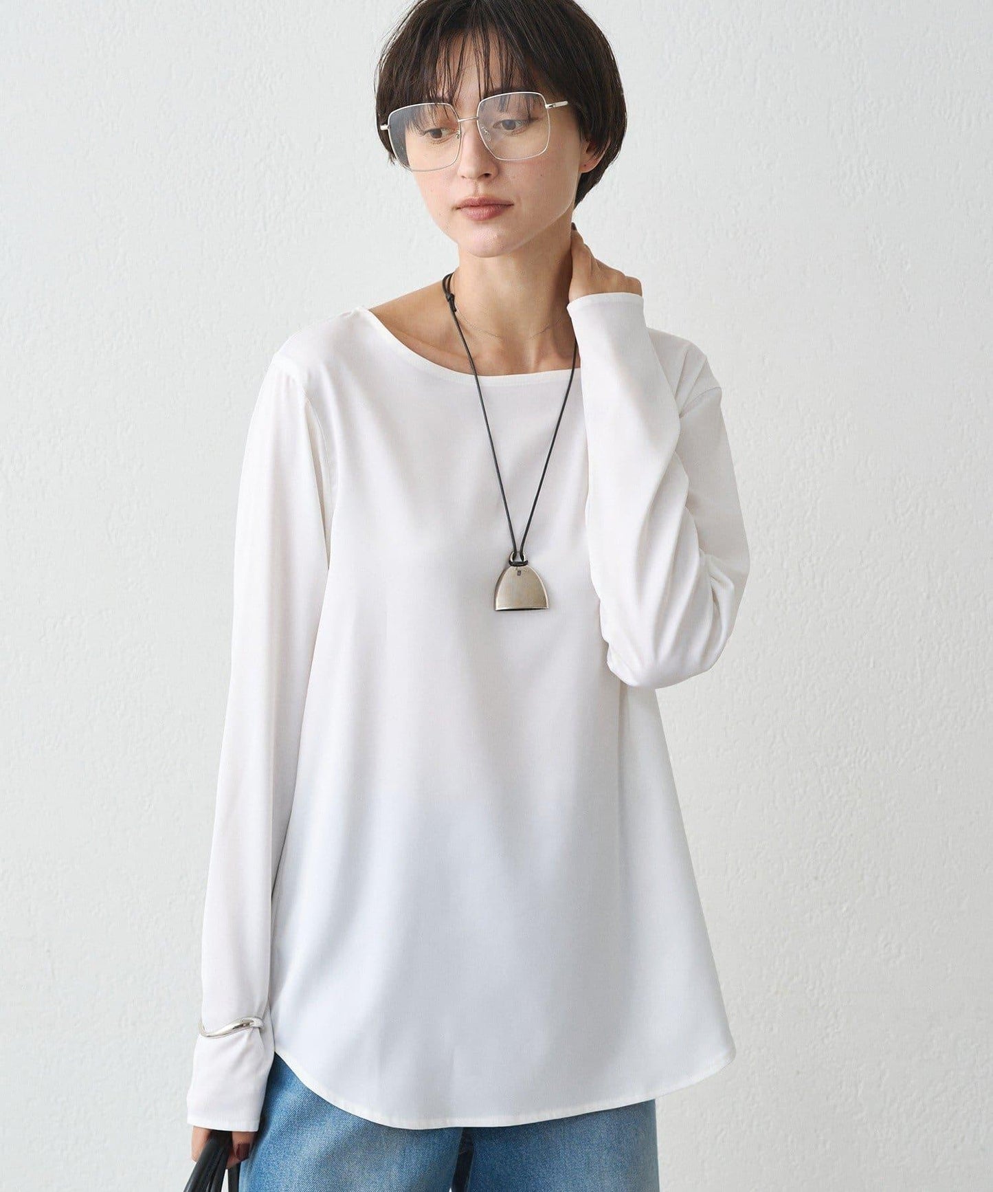 緞面長袖T恤襯衫