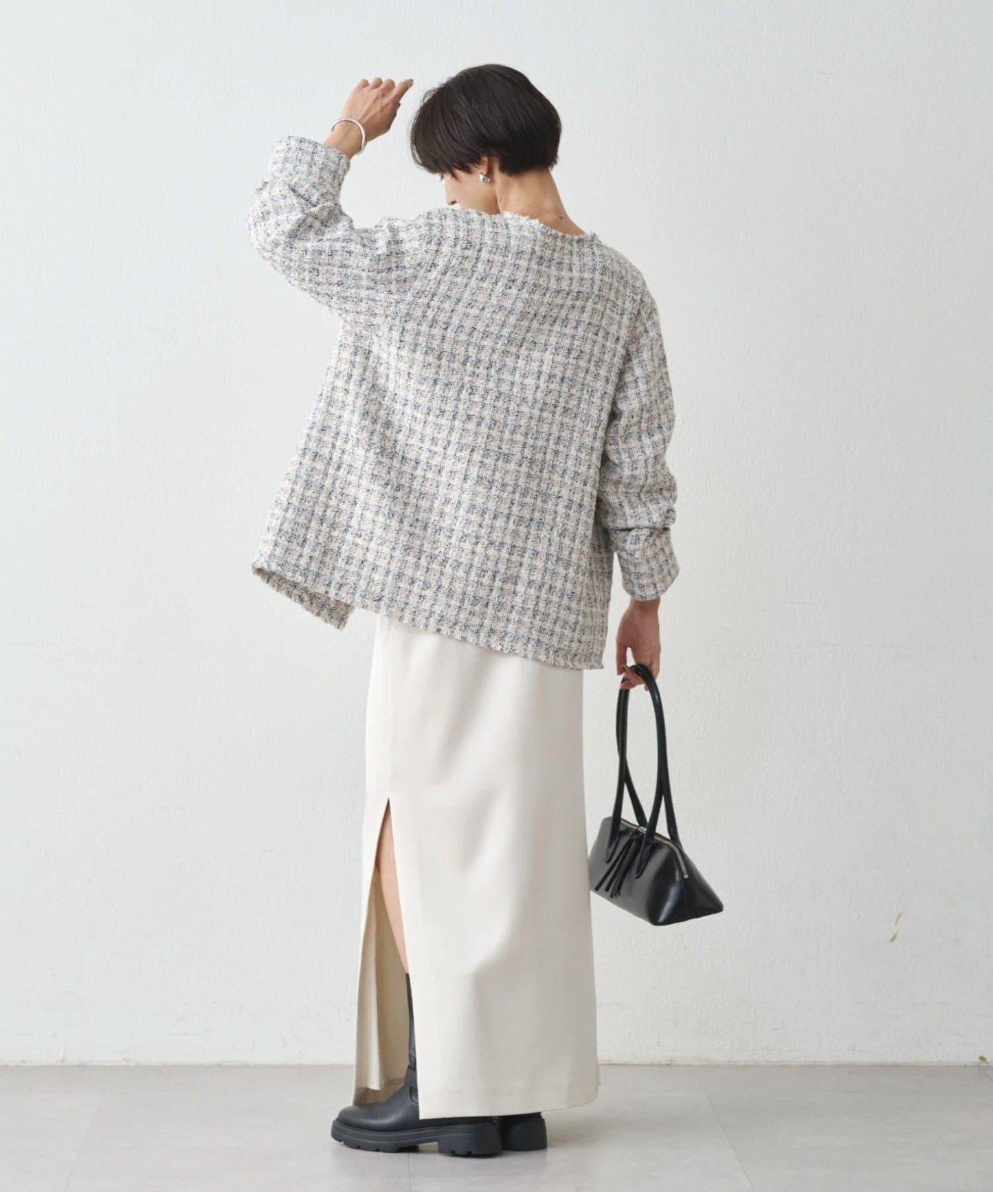 開衩緞面修身半身裙