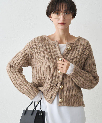 金色紐釦針織開衫
