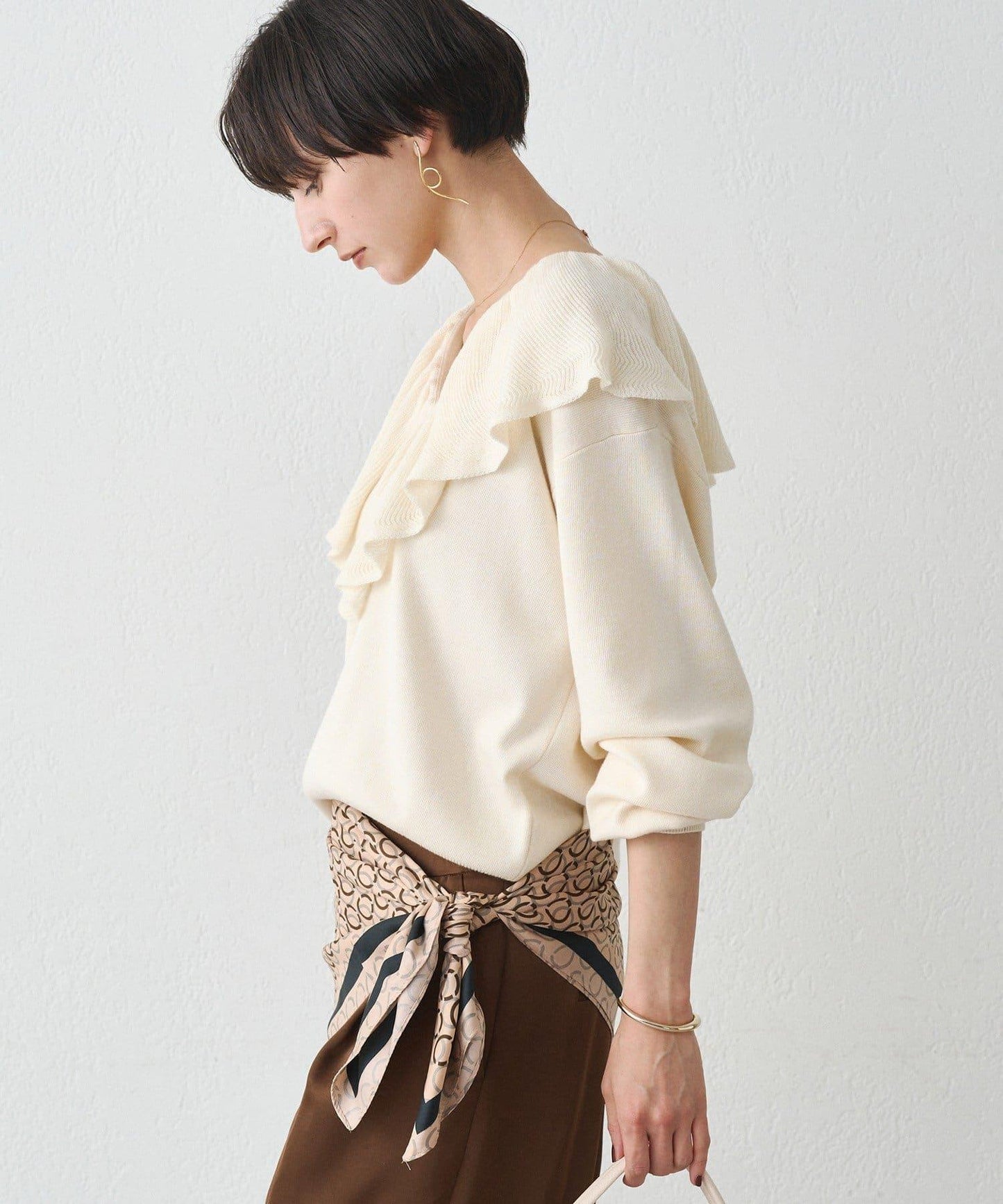 荷葉邊領針織衫