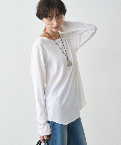 緞面長袖T恤襯衫