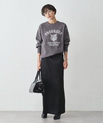 開衩緞面修身半身裙