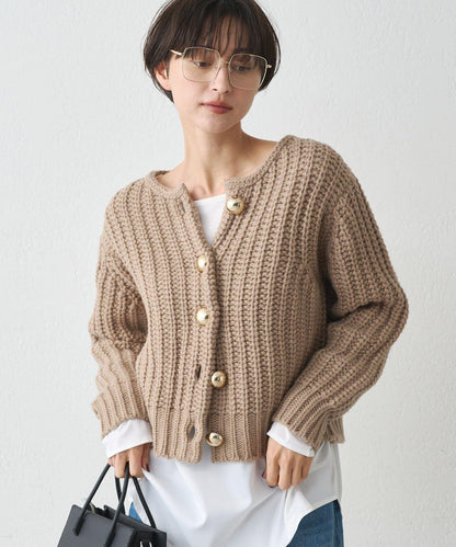 金色紐釦針織開衫