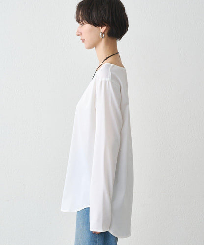 緞面長袖T恤襯衫