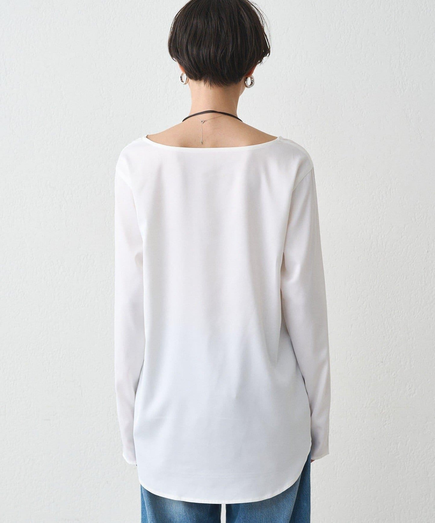 緞面長袖T恤襯衫