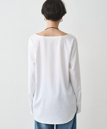 緞面長袖T恤襯衫